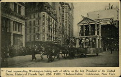 Float Representing Washington Taking Oath of Office Postcard