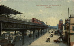 Delaware Avenue and Elevated RR Philadelphia, PA Postcard Postcard