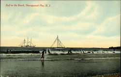 Surf on the Beach Narragansett Pier, RI Postcard Postcard