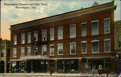 Huntington Theatre and Elks Hall Indiana Postcard Postcard