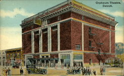 Street View of Orpheum Theatre Detroit, MI Postcard Postcard