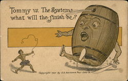 Tommy vs. The Systems What Will the Finish Be? Comic, Funny Postcard Postcard