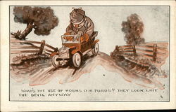 What's the Use of Horns on Fords? They Look Like the Devil Anyway Cars Postcard Postcard