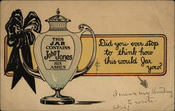 This Jar Contains John Jones, His Ashes Postcard