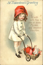 St. Valentine's Greeting, I'd Walk With Thee in Rain or Shine, My Own and Sweetest Valentine Children Ellen Clapsaddle Postcard Postcard