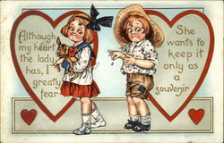 Although my Heart the Lady Has, I Greatly Fear She Wants to Keep it Only as a Souvenir Children Postcard Postcard