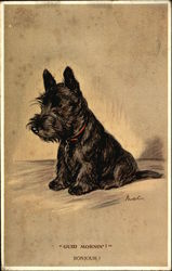 Guid Mornin', Bonjour! Scottish Terrier Scottish Terriers Postcard Postcard