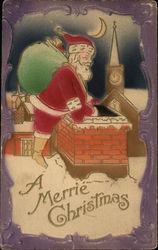 A Merrie Christmas Santa Claus Postcard Postcard