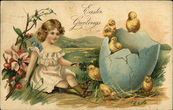 Easter Greetings With Children Postcard Postcard