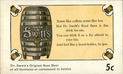 Dr. Swett's Original Root Beer at all Fountains or Carbonated in Bottles, 5 cents Advertising Postcard Postcard