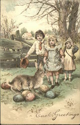 Easter Greetings With Children Postcard Postcard