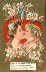 Love is the Union of Two Hearts That Beat in Silent Melody Cupid Postcard Postcard