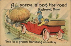 A Scene Along the Road, Maplewood, Maine, This is a Great Farming Country Postcard