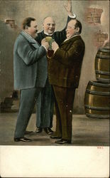 Two Fat Men Toasting Drinking Postcard Postcard