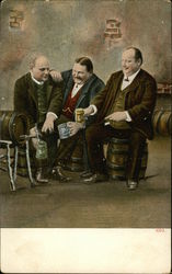 Three Men Drinking Beer Postcard