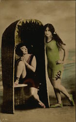 Two Women in Bathing Suits Postcard