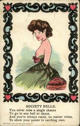 Society Belle Caricatures Postcard Postcard