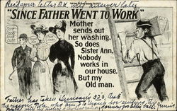 "Since Father Went to Work" Mother Sends Out Her Washing, So Does Sister Ann Postcard