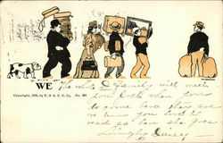 Drawing of Family Moving The Whole Family Postcard Postcard