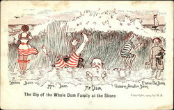 The Dip of The Whole Dam Family at the Shore Postcard