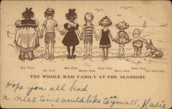 The Whole Dam Family at the Seashore The Whole Family Postcard Postcard