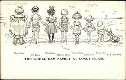 The Whole Dam Family at Coney Island Postcard