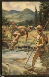 Boy Scouts: Vaulting a Stream Postcard Postcard