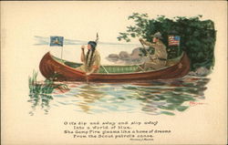 Scout and Indian in Canoe Postcard