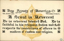 Boy Scouts of America The Scout Law, Number Twelve A Scout is Reverent Postcard