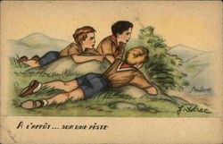 A L'Afflit ... Sur Une Piste - French Postcard