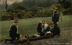 Boy Scouts, The Ambulance at Work Postcard