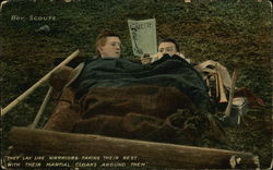 Boy Scouts, They Lay Like Warriors Taking Their Rest With Their Martial Cloaks Around Them Postcard