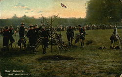 Boy Scouts Hut Building Postcard Postcard