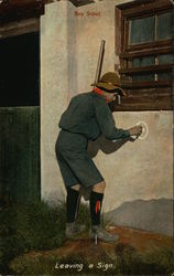 Boy Scout Leaving a Sign Postcard