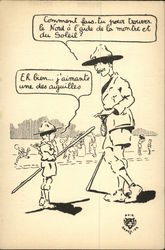 Drawing of Boy Scout and Leader Baden-Powell Boy Scouts Postcard Postcard