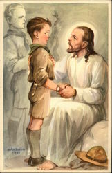 Boy Scout Speaking to Jesus Boy Scouts Postcard Postcard