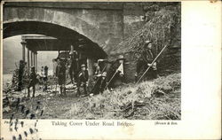 Taking Cover Under Road Bridge Postcard