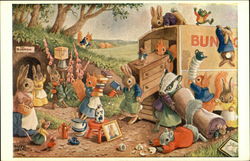 Moving Day by Racey Helps Dressed Animals Postcard Postcard