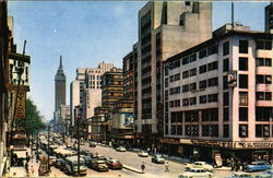 Juarez Avenue with its Heavy Traffic, Facing Alameda Park Mexico Postcard Postcard