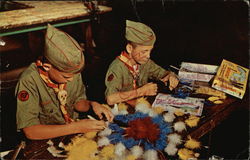 Boy Scouts Doing Handicrafts Wading River, NY Postcard Postcard