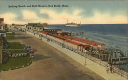 Bathing Beach and Bath Houses Oak Bluffs, MA Postcard Postcard