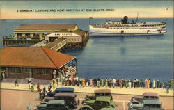 Steamboat Landing and Boat Arriving Oak Bluffs, MA Postcard Postcard