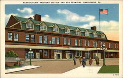 Pennsylvania Railroad Station and Bus Terminal Harrisburg, PA Postcard Postcard