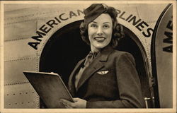 Stewardess for American Airlines Airline Advertising Postcard Postcard