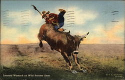 Leonard Womach on Wild Brahma Steer Postcard