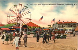 The "Fun Deck" Plymouth Place and Boardwalk Postcard