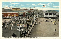 Boardwalk and Eighth Avenue Bathing Group Postcard