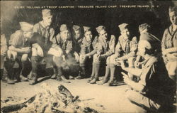 Story telling at Troop Campfire - Treasure Island Camp Frenchtown, NJ Postcard Postcard