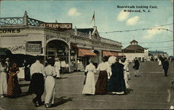 Boardwalk Looking East Wildwood, NJ Postcard Postcard