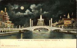 Night Scene in Dreamland, Coney Island New York, NY Postcard Postcard